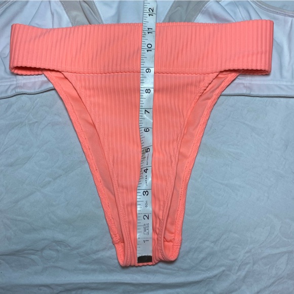 New Bikini Bottoms High Rise Super Cheeky Ribbed Wide Waistband Neon Forever 21 - Picture 3 of 6